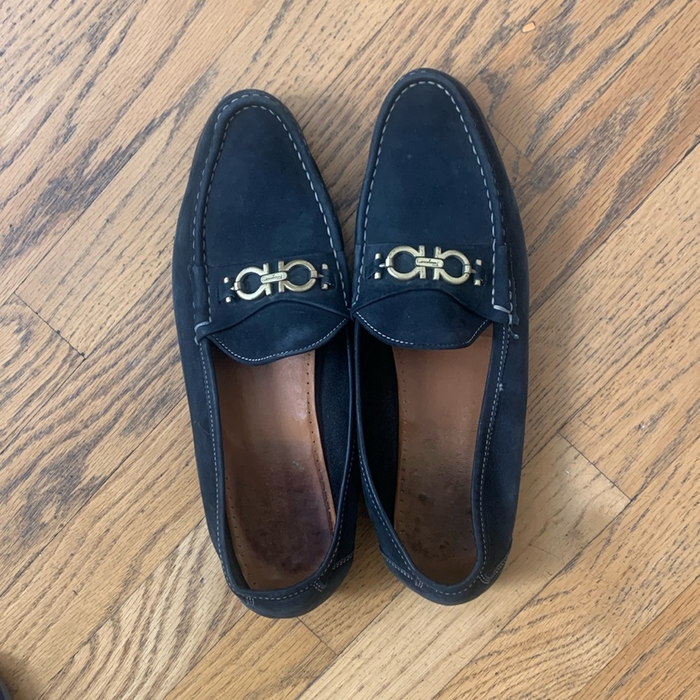 Classic navy ladies driving shoe- suede and leather size 12AA